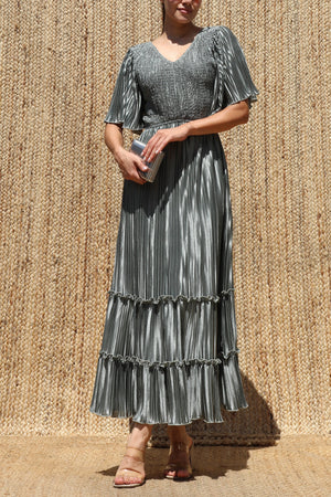 DD7974, Pleated Midi Dress