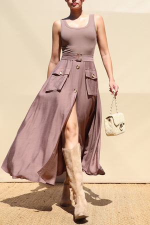 DD8249, Tank Top Pocket Detail Midi Dress
