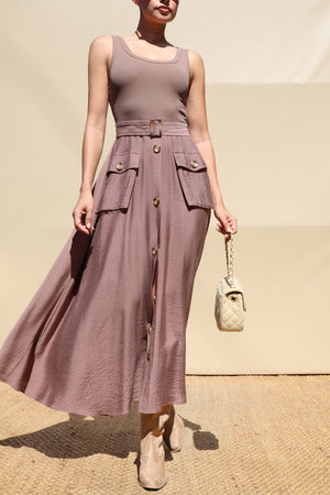 DD8249, Tank Top Pocket Detail Midi Dress