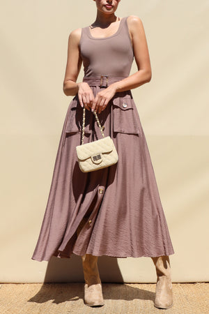 DD8249, Tank Top Pocket Detail Midi Dress