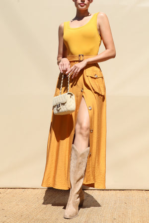 DD8249, Tank Top Pocket Detail Midi Dress