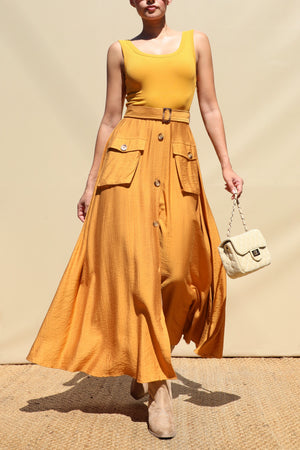 DD8249, Tank Top Pocket Detail Midi Dress