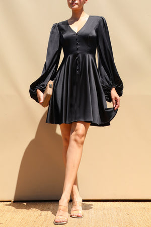 DD8751, V Neck Satin Mini Dress