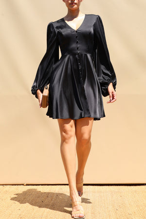 DD8751, V Neck Satin Mini Dress