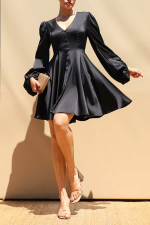 DD8751, V Neck Satin Mini Dress