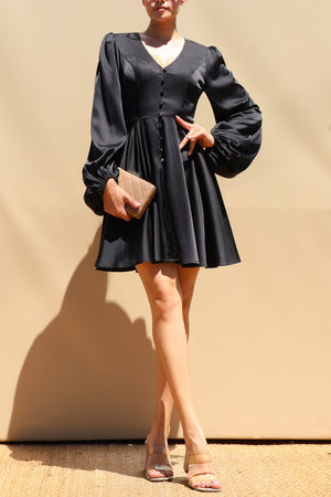 DD8751, V Neck Satin Mini Dress