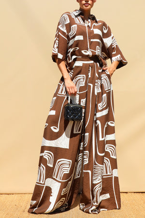 DD8567, Printed Loose Fit Shirt & Pants Set
