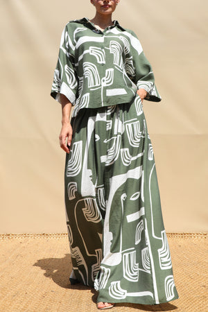 DD8567, Printed Loose Fit Shirt & Pants Set