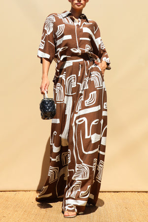 DD8567, Printed Loose Fit Shirt & Pants Set