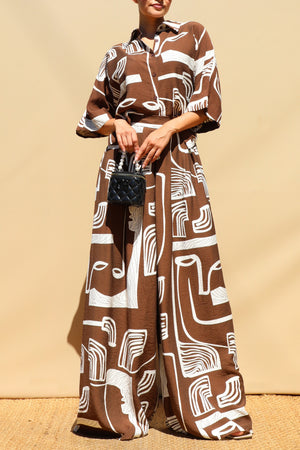 DD8567, Printed Loose Fit Shirt & Pants Set