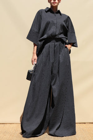 DD8686, Striped Loose Fit Shirt & Pants Set