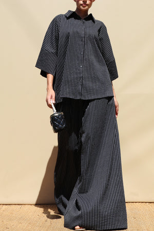 DD8686, Striped Loose Fit Shirt & Pants Set