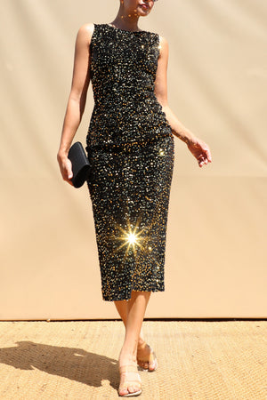 DD8713, Sequin Bodycon Knit Midi Dress