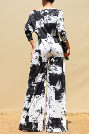 DD8763, Tie Dye Off Shoulder Jumpsuit