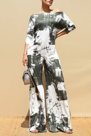 DD8763, Tie Dye Off Shoulder Jumpsuit