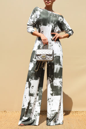 DD8763, Tie Dye Off Shoulder Jumpsuit