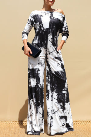 DD8763, Tie Dye Off Shoulder Jumpsuit