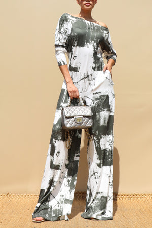 DD8763, Tie Dye Off Shoulder Jumpsuit
