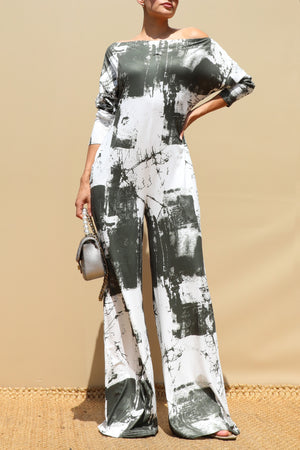 DD8763, Tie Dye Off Shoulder Jumpsuit