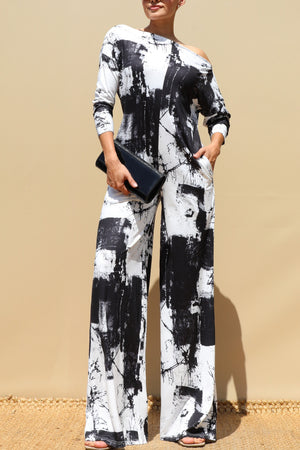 DD8763, Tie Dye Off Shoulder Jumpsuit