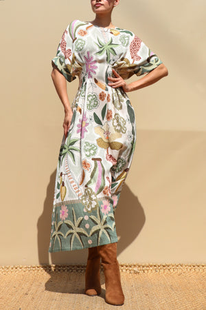 DD8576, Loose Fit Pintuck Midi Dress