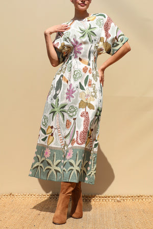 DD8576, Loose Fit Pintuck Midi Dress