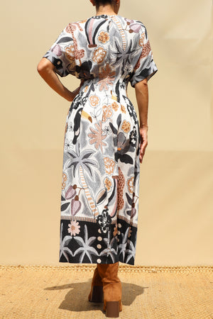 DD8576, Loose Fit Pintuck Midi Dress