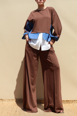 DD8729, Loose Fit Layered Shirt Top & Pants Set