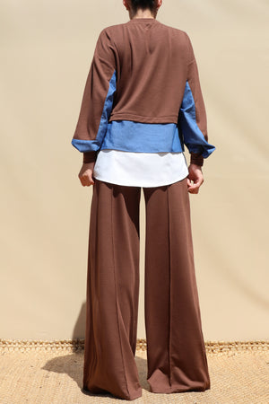 DD8729, Loose Fit Layered Shirt Top & Pants Set