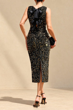 DD8713, Sequin Bodycon Knit Midi Dress