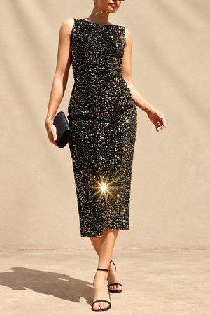 DD8713, Sequin Bodycon Knit Midi Dress