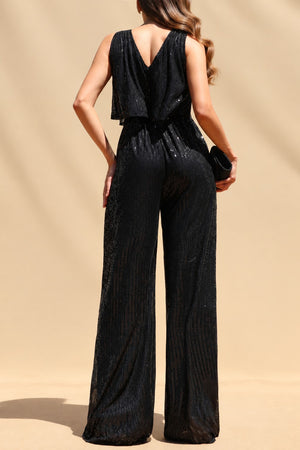 DD8709, Sequin V Neck Jumpsuit