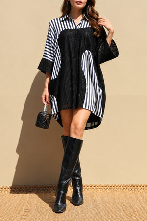 DD8703, Sequin Button Down Shirt Mini Dress