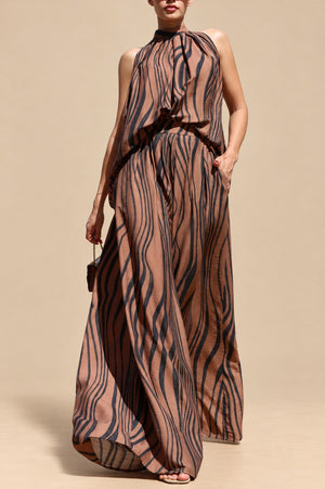DD8757, Zebra Printed Loose Fit Top & Pants Set