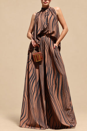 DD8757, Zebra Printed Loose Fit Top & Pants Set