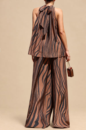 DD8757, Zebra Printed Loose Fit Top & Pants Set