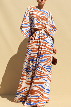 DD8759, Zebra Printed Loose Fit Top & Pants Set