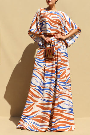 DD8759, Zebra Printed Loose Fit Top & Pants Set