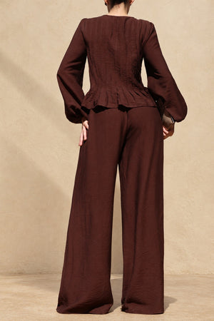 DD8734, Frog Closure Peplum Top & Pants Set