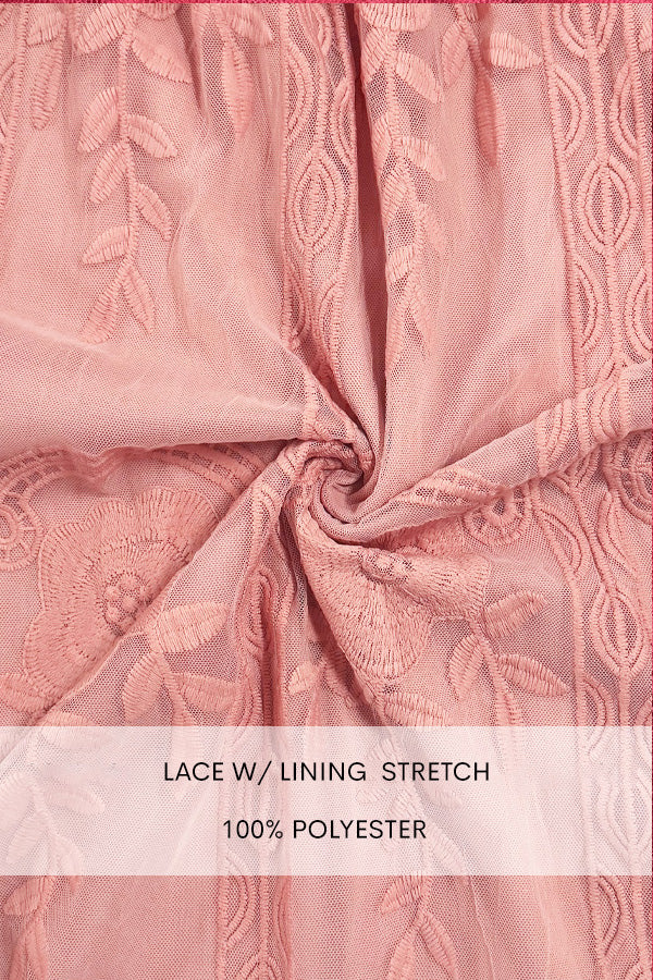 DD7022, SMOCKED TOP LACE MAXI DRESS