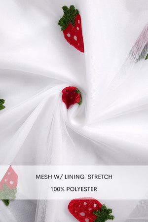 DD7952, STRAWBERRY SMOCKED TOP MESH MIDI DRESS