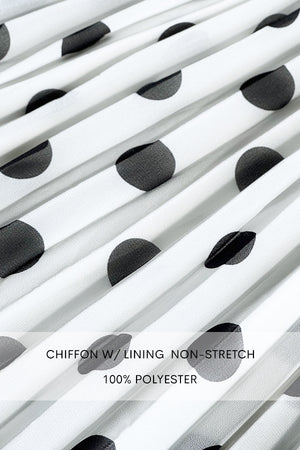 DD8152, POLKA DOT PLEATED V NECK LOOSE FIT MIDI DRESS