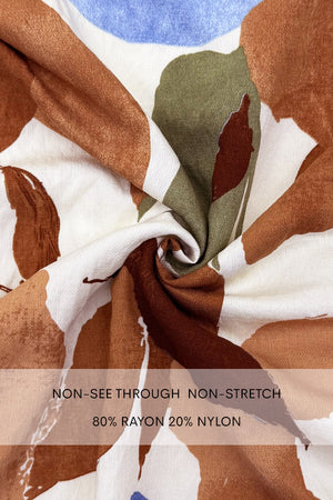 DD7846, PRINTED SMOCK TOP WOVEN MIDI DRESSES