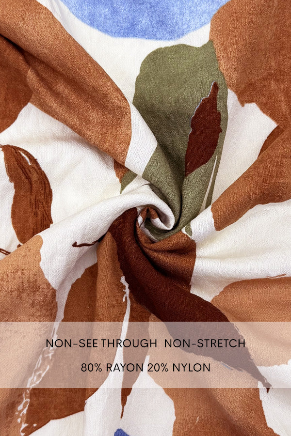 DD7846, PRINTED SMOCK TOP WOVEN MIDI DRESSES