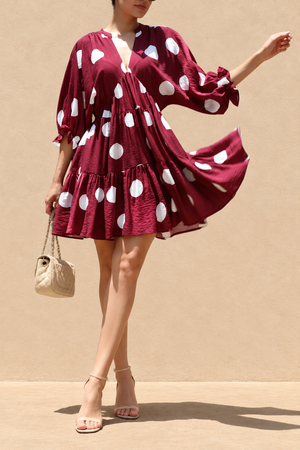 DD8520, Polka Dot Loose Fit Mini Dress
