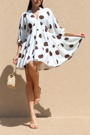 DD8520, Polka Dot Loose Fit Mini Dress