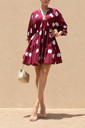 DD8520, Polka Dot Loose Fit Mini Dress
