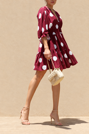 DD8520, Polka Dot Loose Fit Mini Dress