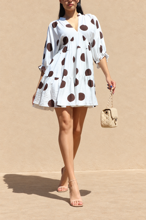 DD8520, Polka Dot Loose Fit Mini Dress