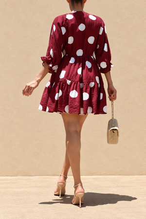 DD8520, Polka Dot Loose Fit Mini Dress